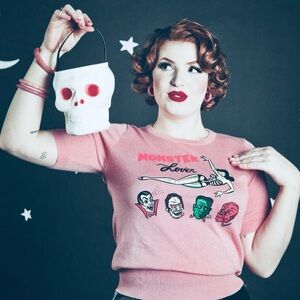 Pink Monster Lover Sweater by Mischief Made in Size Small